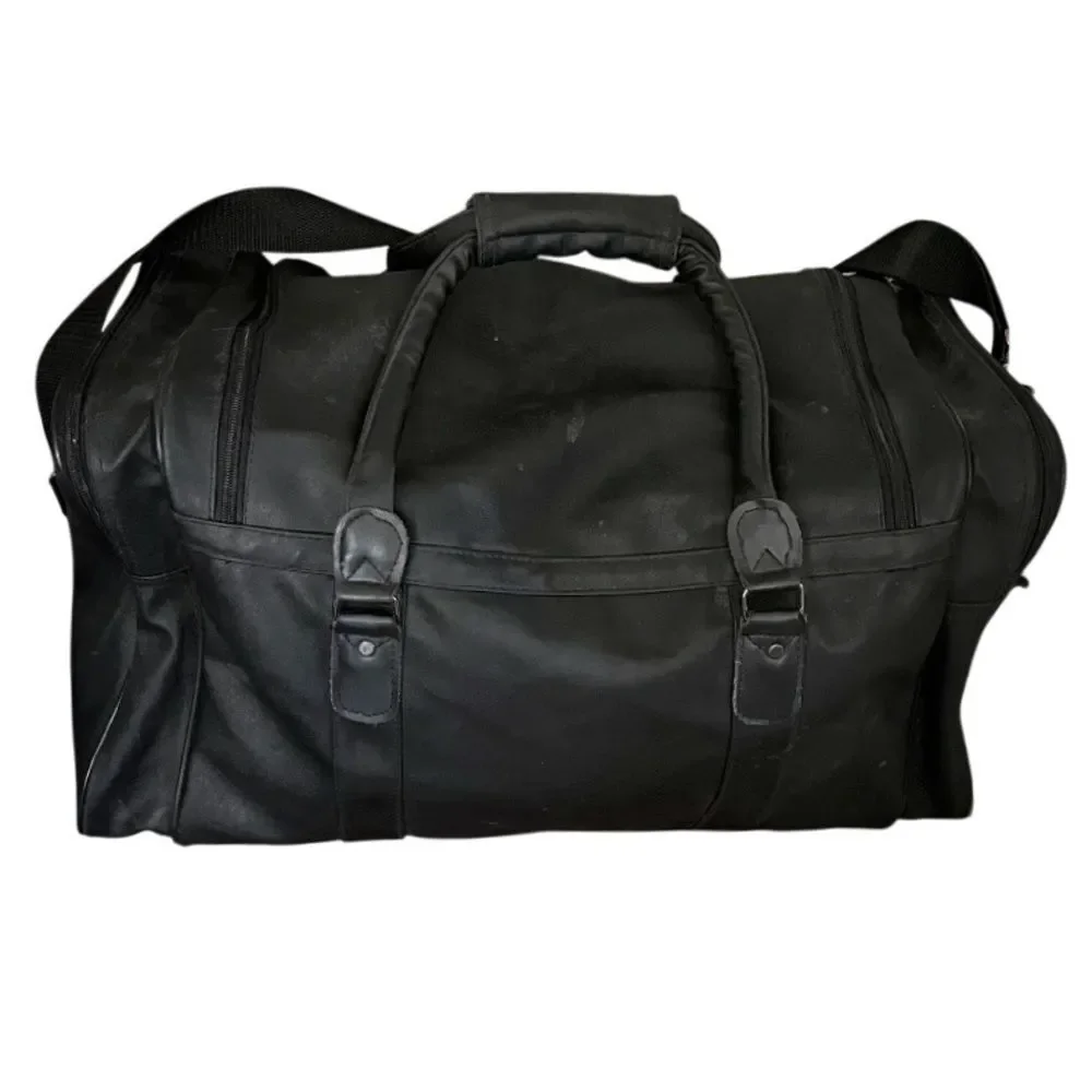 WARNER BROS TELEVISION Black Duffle Bag Duffel Nylon Top Handle Strap VINTAGE